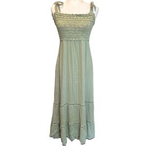 American Eagle Tie Strap Shoulder Green Midi Dress Size Medium